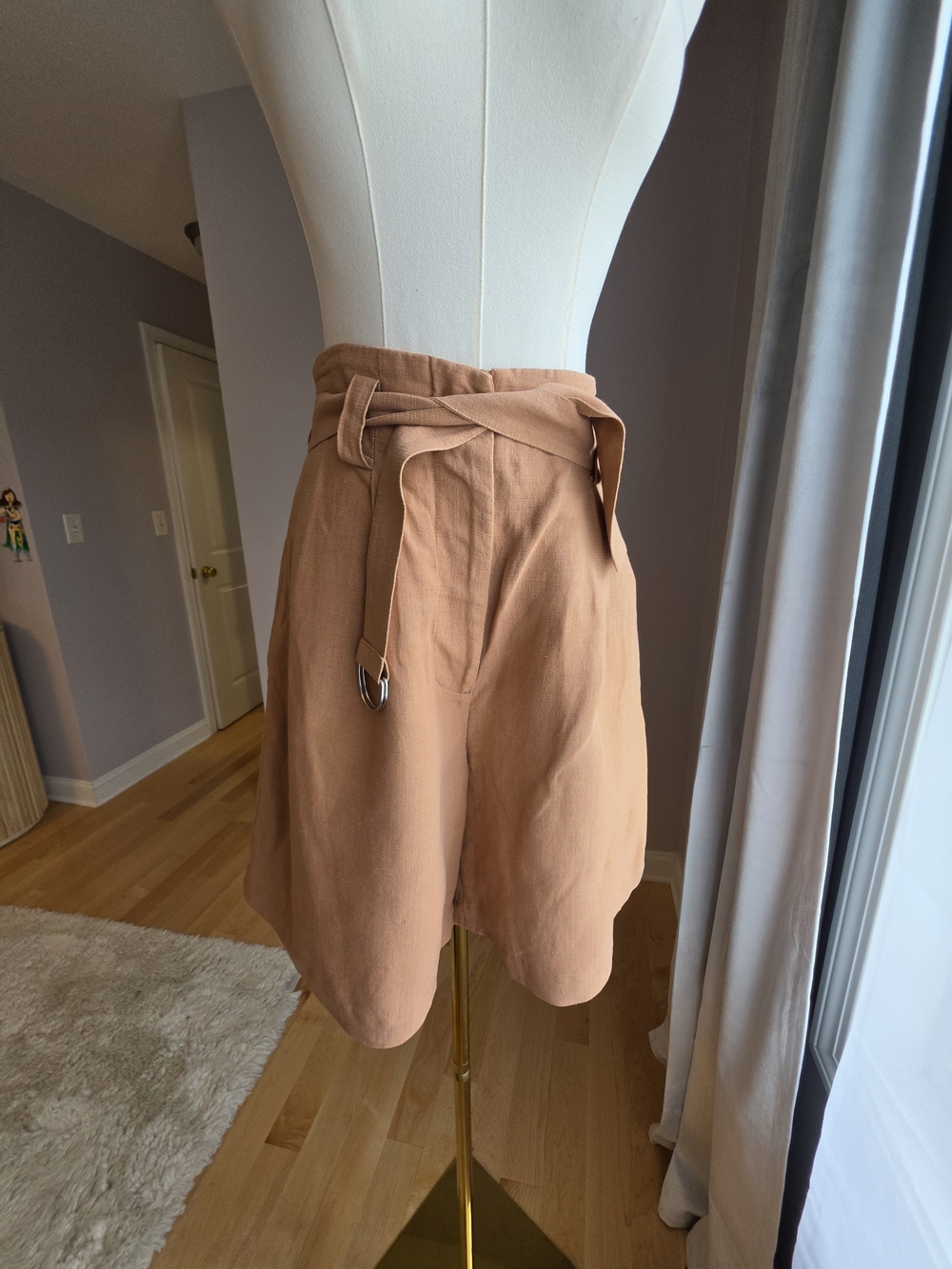 & Other Stories Belted High-Waist Shorts in Tan